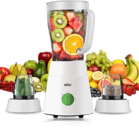 Modyhan Braun JB0123WH 3-in-1 Jug Blender With 2 Grinder 500 Watt - White