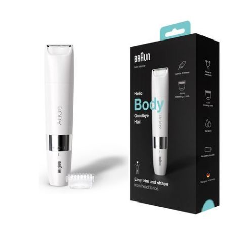 جهاز إزالة شعر الجسم من براون رطب وجاف مع مشط للتهذيب BS1000 - أبيض اللون
