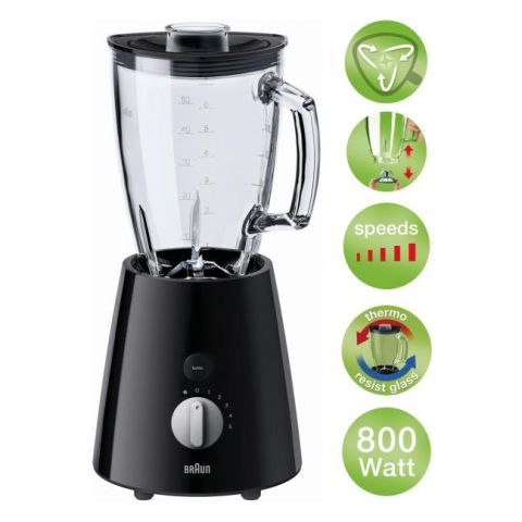 Braun JB3060 Tribute Collection Blender with Glass Jug 800 watt - Black