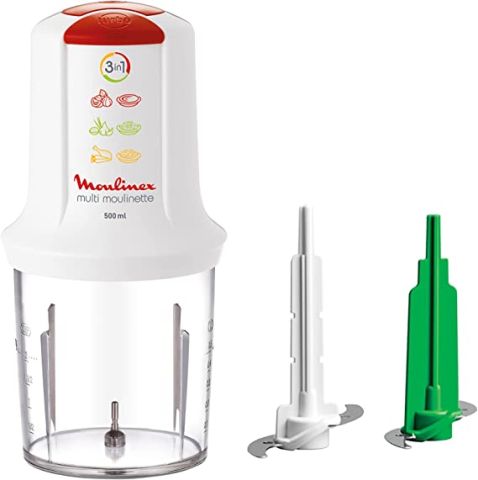  mody han Moulinex Multi Moulinette Chopper 3 in 1, 500 ml, 500 Watt, White AT7191EG