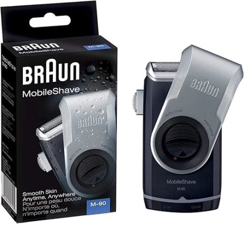 Modyhan Braun MobileShave M-90 Shaver with Twist Cap Battery Operated - Silver