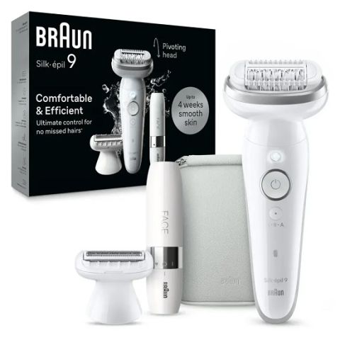 Modyhan Braun SES 9-341 Silk-epil 9 Epilator for Woman With Face Trimmer - Silver